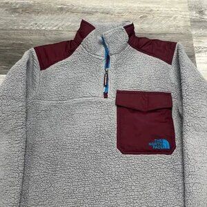 The North Face Gray Mens Groveland 1/4 Zip Pullover Chest Pocket Fleece M